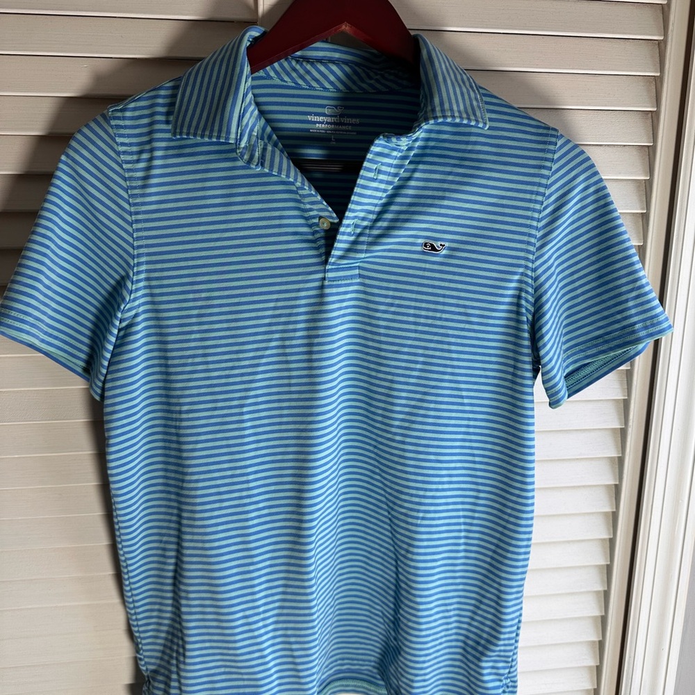 Vineyard Vines Boy’s Light Blue Striped Polo